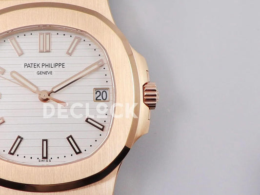 Replica Pattek Philippe Nautilus 5711 Rose Gold White Dial on Rose Gold |  Declock.