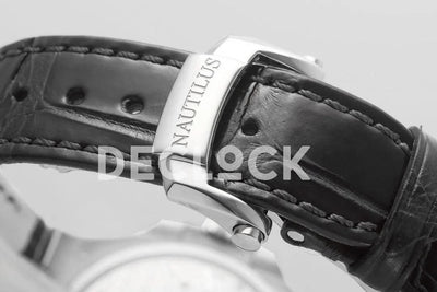 Replica Pattek Philippe Nautilus 5711 White Dial on Black Leather Strap