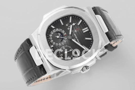 Replica Pattek Philippe Nautilus 5712 Steel Gray Dial on Black Leather |  Declock.
