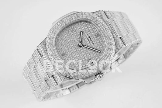 Replica Pattek Philippe Nautilus 5719/1G Full Diamonds Dial | Declock.