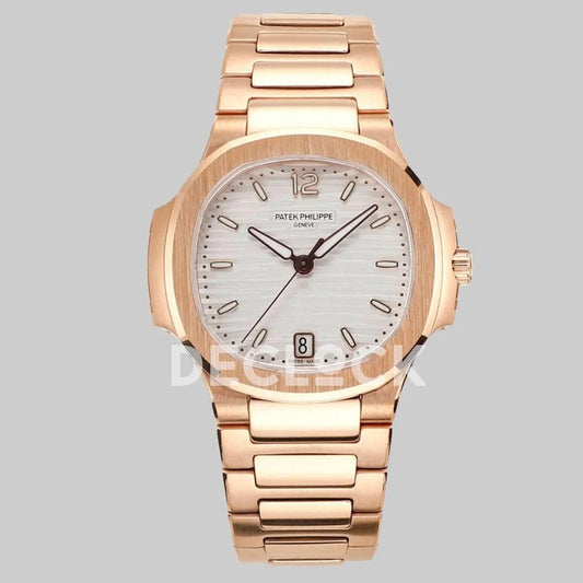 Replica Pattek Philippe Nautilus 7118/1A White Dial on Rose Gold |  Declock.