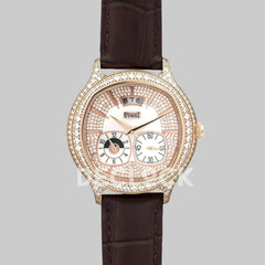 Replica Piaget Black Tie Emperador Cushion White Dial in Rose Gold with Diamond Bezel and Dial