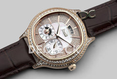 Replica Piaget Black Tie Emperador Cushion White Dial in Rose Gold with Diamond Bezel and Dial