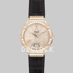 Replica Piaget Polo Watch Rose Gold Paved Diamonds