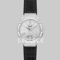 Replica Piaget Polo Watch White Gold Paved Diamonds