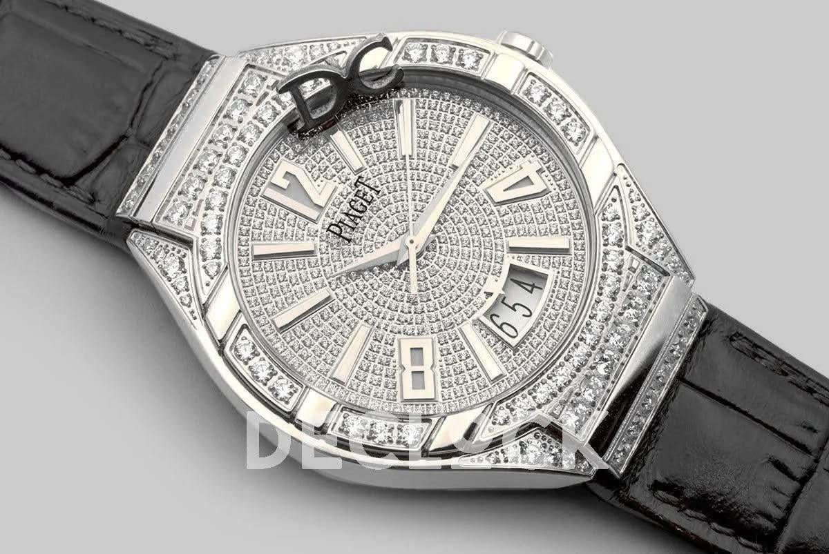 Replica Piaget Polo Watch White Gold Paved Diamonds |  Declock.