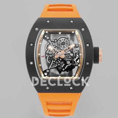 Replica Richard Mille RM 055 White Bubba Watson Black Ceramic on Orange Rubber