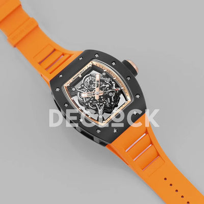 Replica Richard Mille RM 055 White Bubba Watson Black Ceramic on Orange Rubber