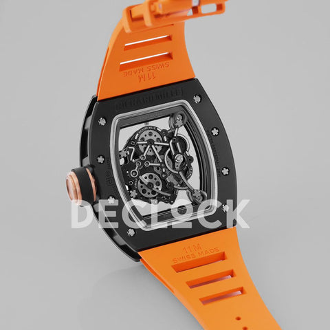 Replica Richard Mille RM 055 White Bubba Watson Black Ceramic on Orange Rubber - Replica Watches