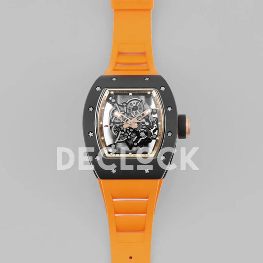 Replica Richard Mille RM 055 White Bubba Watson Black Ceramic on Orange Rubber