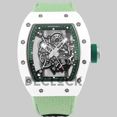 Replica Richard Mille RM 055 White Bubba Watson White Ceramic on Green Nylon Strap