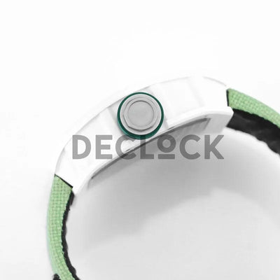 Replica Richard Mille RM 055 White Bubba Watson White Ceramic on Green Nylon Strap