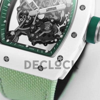 Replica Richard Mille RM 055 White Bubba Watson White Ceramic on Green Nylon Strap