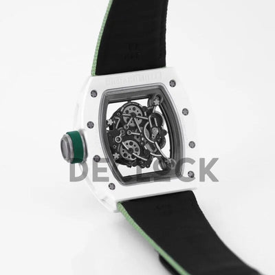Replica Richard Mille RM 055 White Bubba Watson White Ceramic on Green Nylon Strap