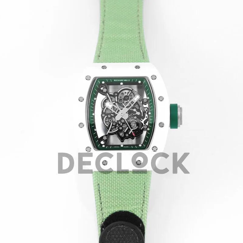Replica Richard Mille RM 055 White Bubba Watson White Ceramic on Green Nylon Strap
