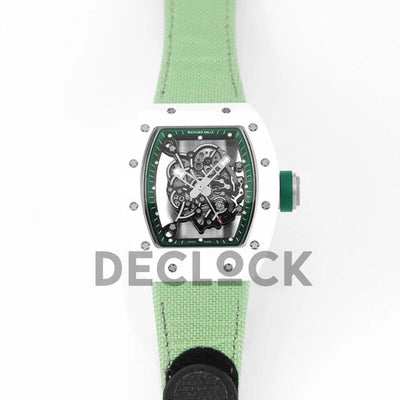 Replica Richard Mille RM 055 White Bubba Watson White Ceramic on Green Nylon Strap