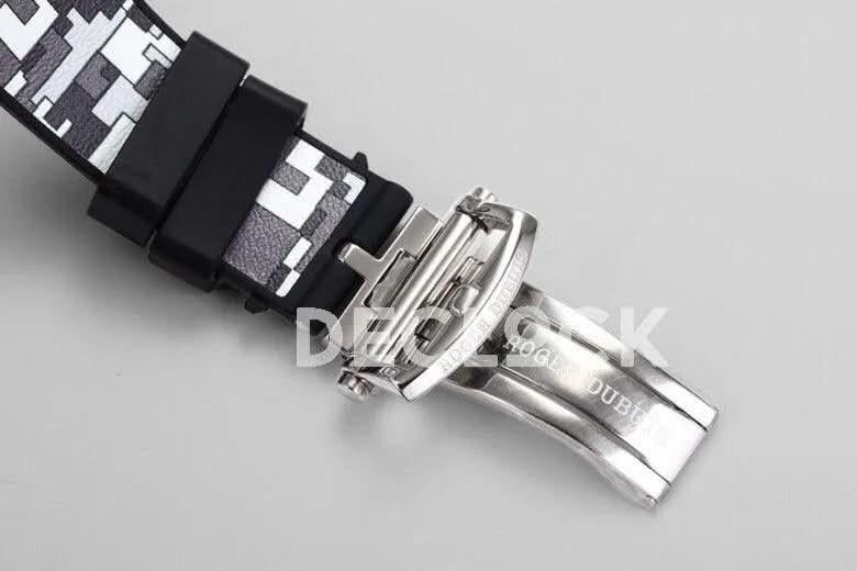 Replica Roger Dubuis Excalibur Spider Skeleton Flying Tourbillon in Steel with Gray/Black Rubber Strap |  Declock.