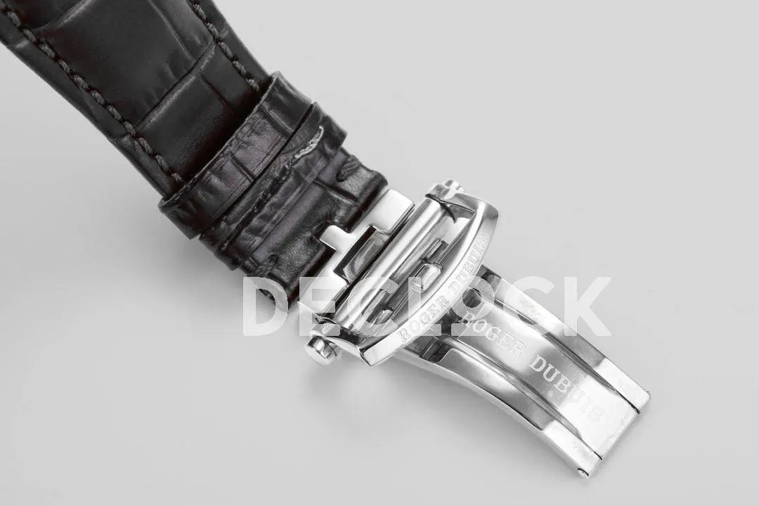 Replica Roger Dubuis Excalibur Spider Skeleton Flying Tourbillon with Black Leather Strap