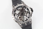 Replica Roger Dubuis Excalibur Spider Skeleton Flying Tourbillon with Black Rubber Strap - Replica Watches