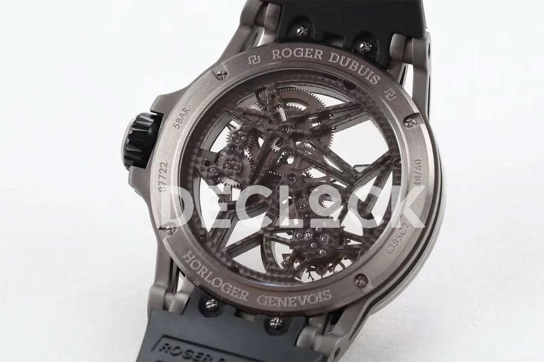 Replica Roger Dubuis Excalibur Spider Skeleton Flying Tourbillon with Black Rubber Strap