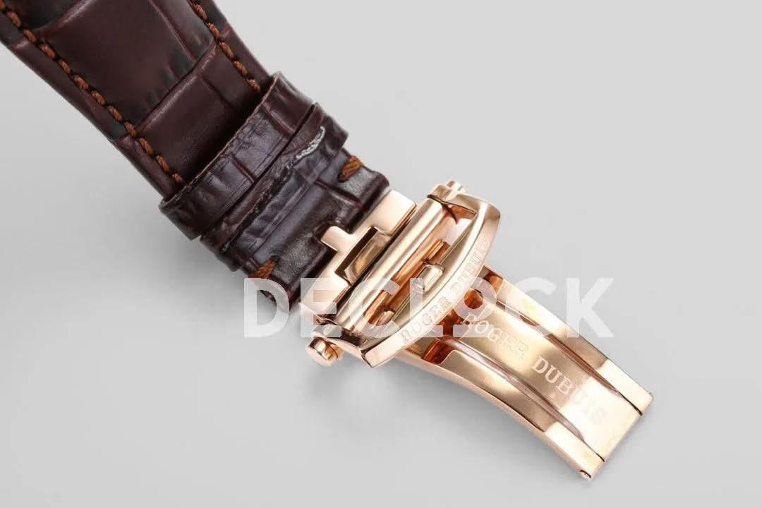 Replica Roger Dubuis Excalibur Spider Skeleton Flying Tourbillon with Brown Leather Strap |  Declock.