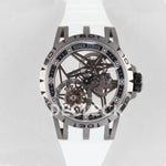 Replica Roger Dubuis Excalibur Spider Skeleton Flying Tourbillon with White Rubber Strap - Replica Watches