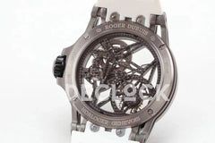 Replica Roger Dubuis Excalibur Spider Skeleton Flying Tourbillon with White Rubber Strap