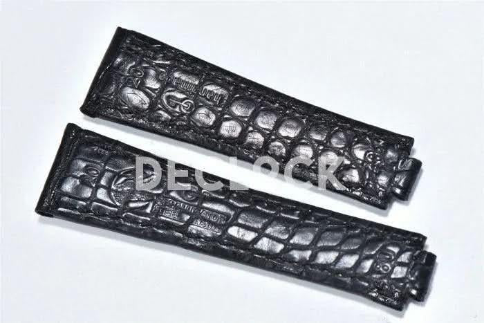 Replica Rolex Black Custom Made Real Croco Leather Strap |  Declock.