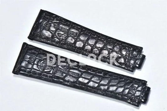 Replica Rolex Black Custom Made Real Croco Leather Strap |  Declock.