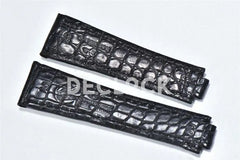 Replica Rolex Black Custom Made Real Croco Leather Strap