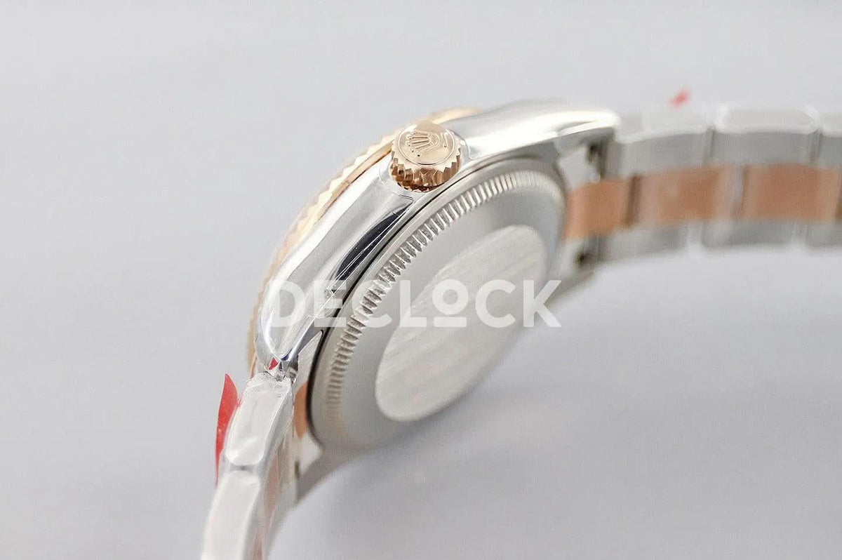 Replica Rolex Datejust 31 278271 Green Dial in Everose Gold with Diamond Markers |  Declock.