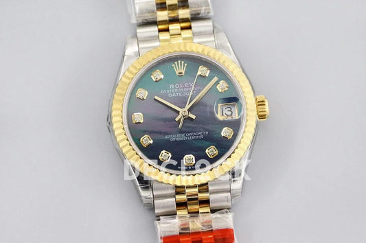 Replica Rolex Datejust 31 278273 Blue Dial in Yellow Gold with Diamon Markers |  Declock.