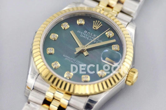 Replica Rolex Datejust 31 278273 Blue Dial in Yellow Gold with Diamon Markers | Declock.