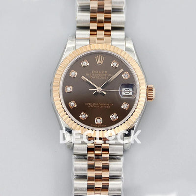 Replica Rolex Datejust 31 278273 Chocolate Dial in Rose Gold with Diamon Markers