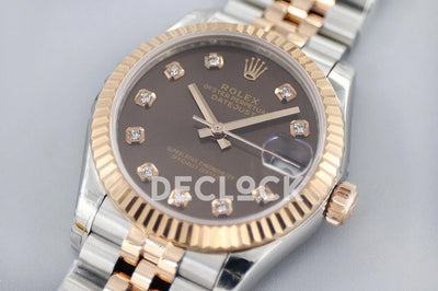 Replica Rolex Datejust 31 278273 Chocolate Dial in Rose Gold with Diamon Markers