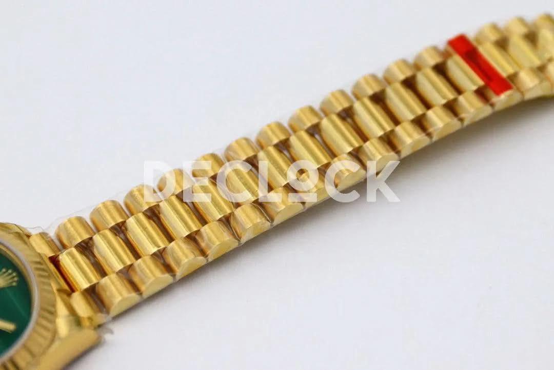 Replica Rolex Datejust 31 Vintage Green Dial in Yellow Gold with Roman Markers |  Declock.