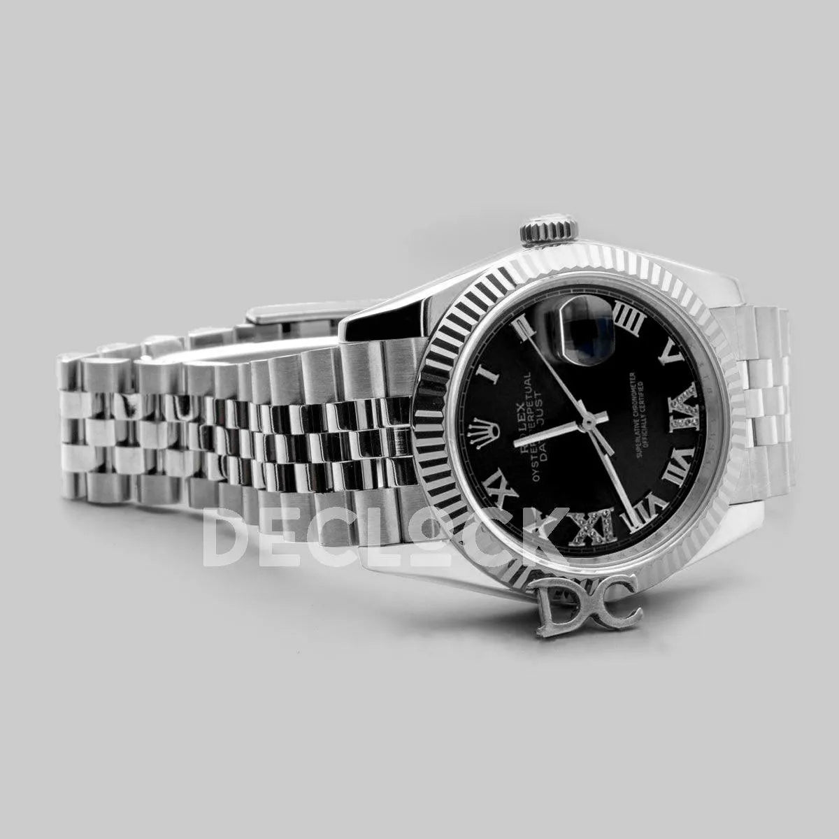 Replica Rolex Datejust 36 116234 Black Dial with Roman Numeral/Diamond Markers