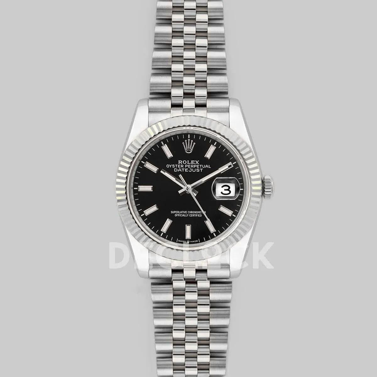 Replica Rolex Datejust 36 116234 Black Dial with Stick Markers |  Declock.
