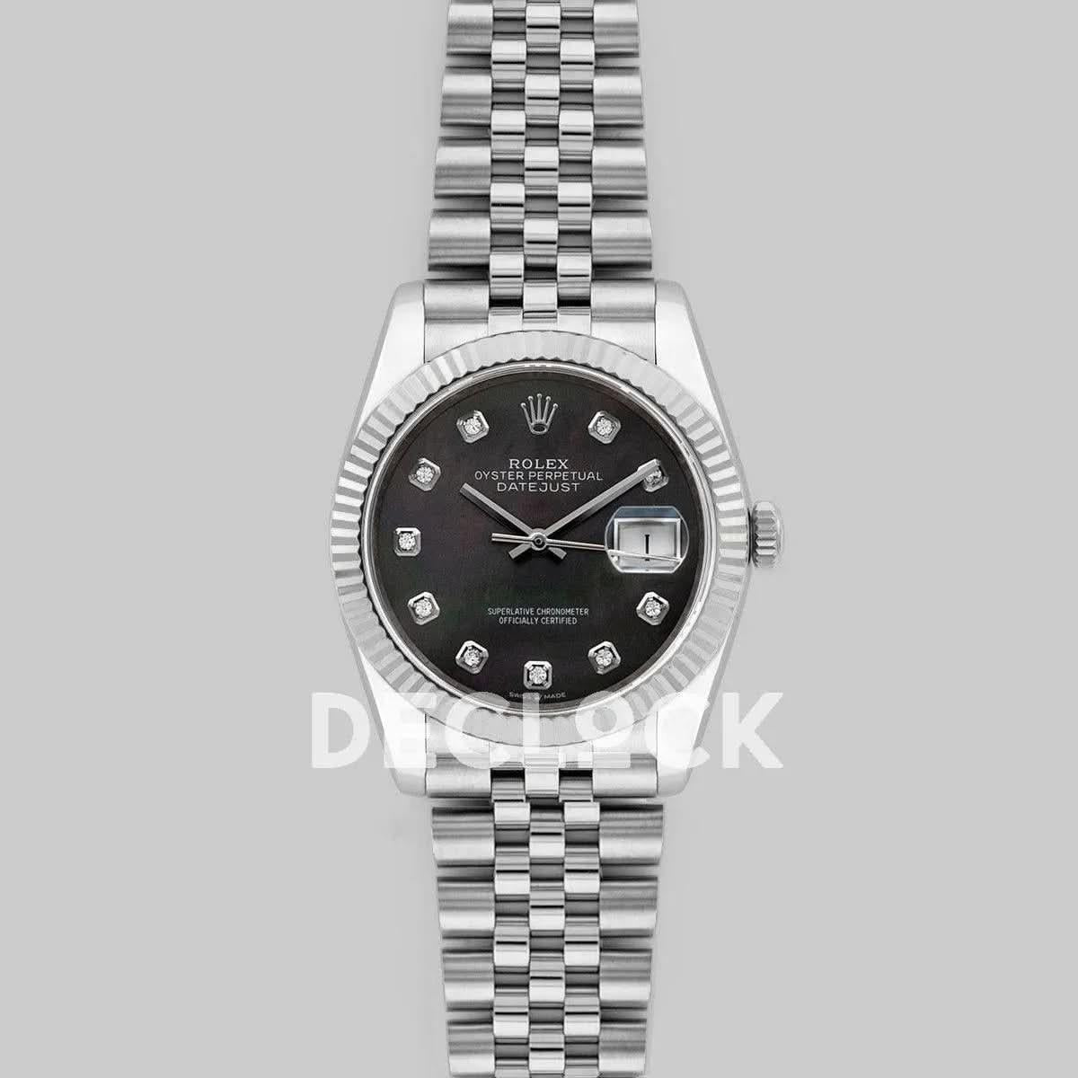 Replica Rolex Datejust 36 116234 Black MOP Dial with Diamond Markers |  Declock.