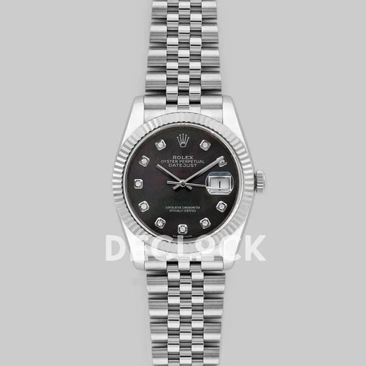 Replica Rolex Datejust 36 116234 Black MOP Dial with Diamond Markers |  Declock.