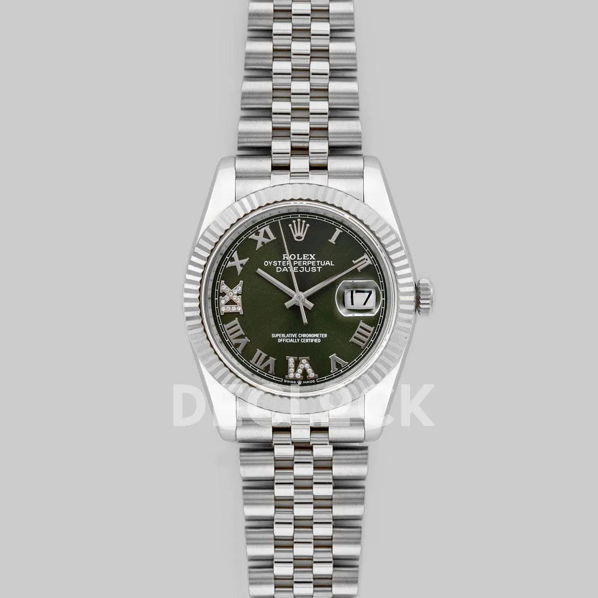Replica Rolex Datejust 36 116234 Olive Green Dial with Roman/Diamond Markers