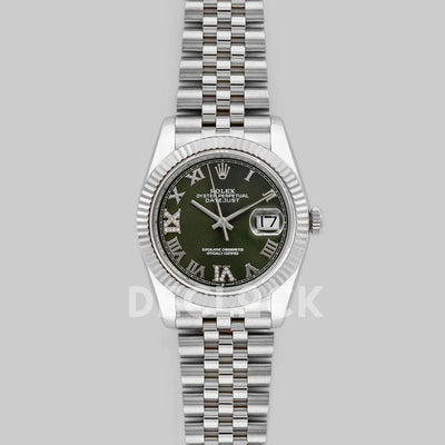 Replica Rolex Datejust 36 116234 Olive Green Dial with Roman/Diamond Markers