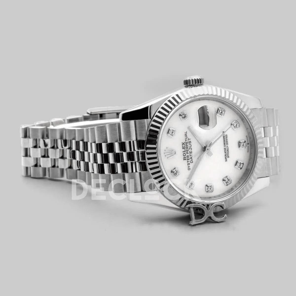 Replica Rolex Datejust 36 116234 White MOP Dial with Diamond Markers |  Declock.