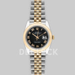 Replica Rolex Datejust 36 126201 Black Dial in Yellow Gold and Steel with Roman Markers - Replica Watches