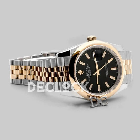 Replica Rolex Datejust 36 126201 Black Dial in Yellow Gold and Steel with Stick Markers | Declock.