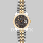 Replica Rolex Datejust 36 126201 Dark Rhodium Dial in Yellow Gold and Steel with Roman Markers - Replica Watches