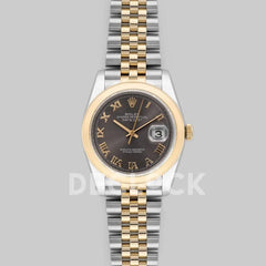 Replica Rolex Datejust 36 126201 Dark Rhodium Dial in Yellow Gold and Steel with Roman Markers