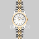 Replica Rolex Datejust 36 126201 White Dial in Yellow Gold and Steel with Stick Markers - Replica Watches