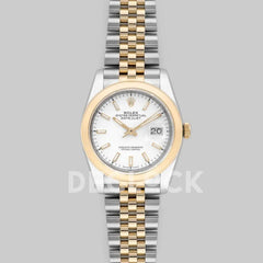 Replica Rolex Datejust 36 126201 White Dial in Yellow Gold and Steel with Stick Markers