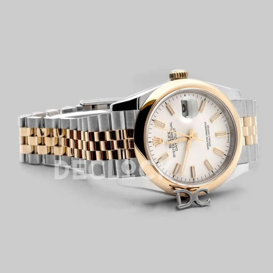 Replica Rolex Datejust 36 126201 White Dial in Yellow Gold and Steel with Stick Markers | Declock.